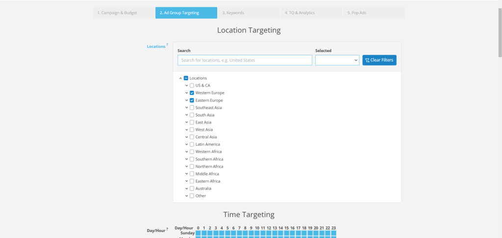 Domain Redirect Campaign GEO Targeting Setup