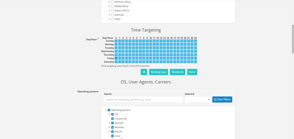 Domain Redirect Campaign Time Targeting Setup