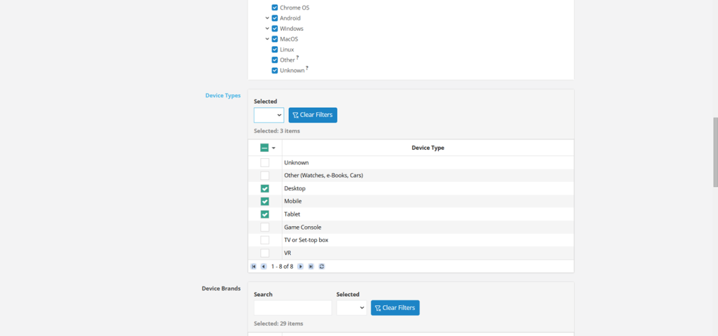 Device Type Targeting