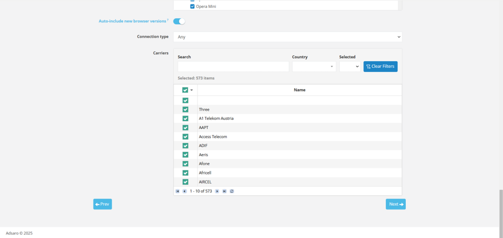 Domain Redirect Campaign Carrier Targeting Setup