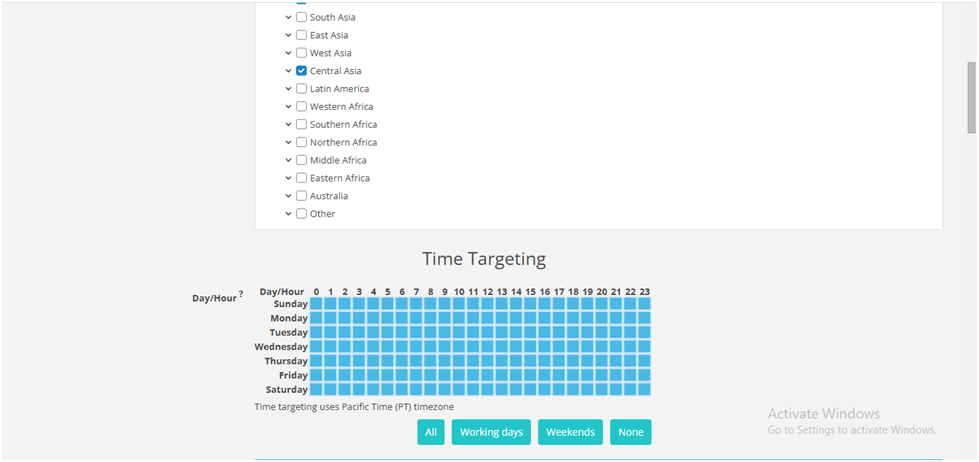 Banner Campaign time targeting Setup